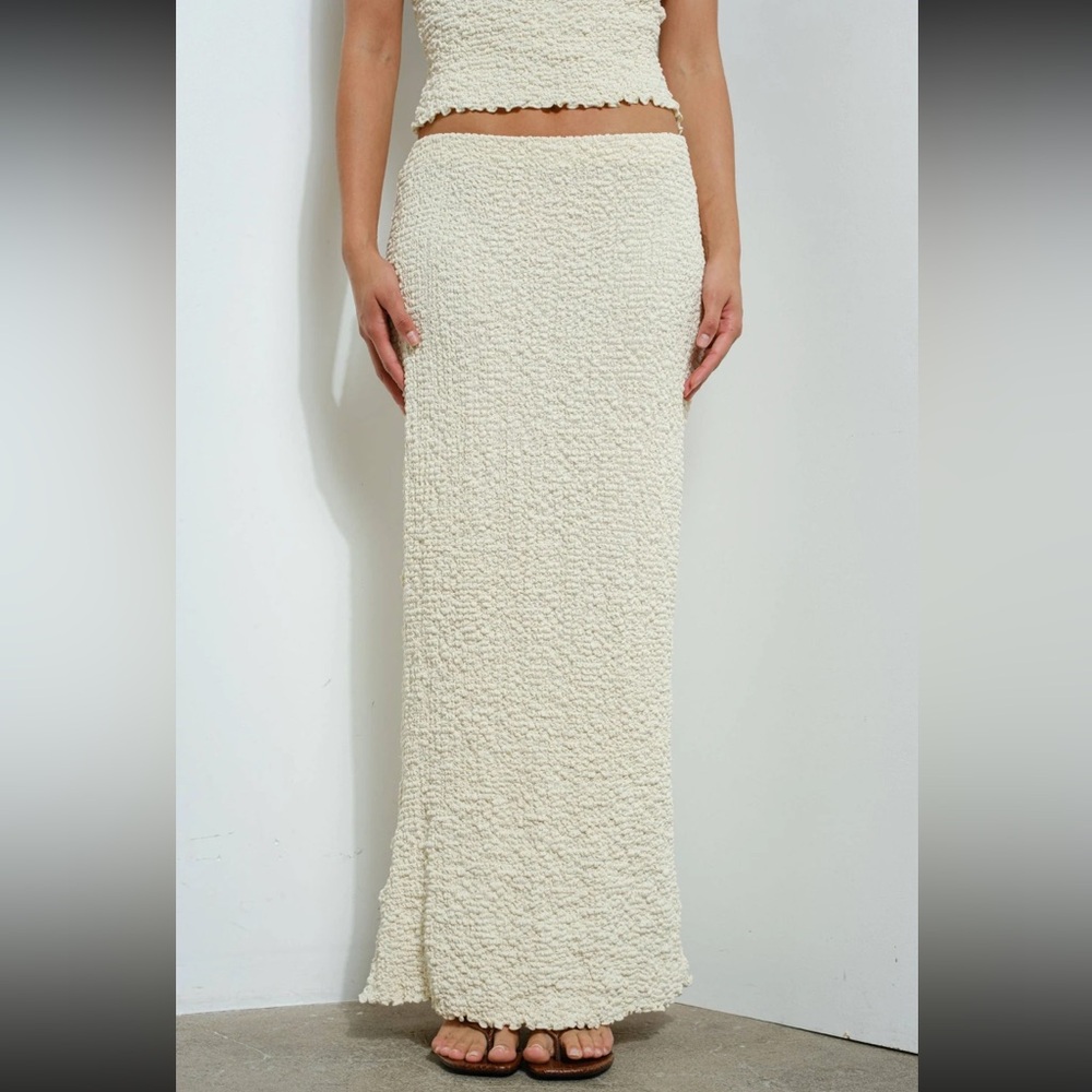 NWT Boutique Pretty Garbage Cream White Textured Knit Maxi Midi Skirt